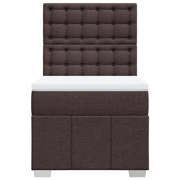 vidaXL Cama box spring con colch&oacute;n tela marr&oacute;n oscuro 90x190 cm