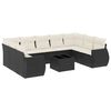 vidaXL Set de sof&aacute;s de jard&iacute;n 10 pzas cojines rat&aacute;n sint&eacute;tico negro