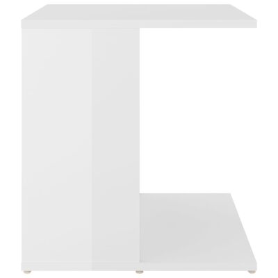 vidaXL Mesa auxiliar madera contrachapada blanco brillante 45x45x48 cm