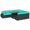 vidaXL Set de sof&aacute;s de jard&iacute;n 11 pzas y cojines rat&aacute;n sint&eacute;tico negro