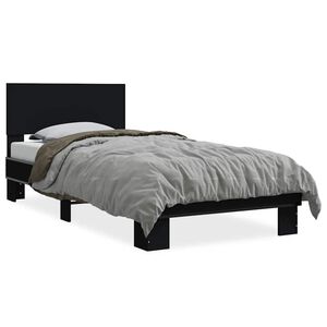 vidaXL Estructura de cama madera de ingenier&iacute;a y metal negra 75x190 cm