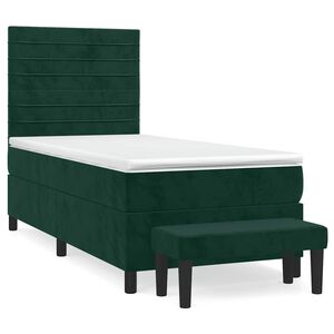 vidaXL Cama box spring con colch&oacute;n terciopelo verde oscuro 80x200 cm