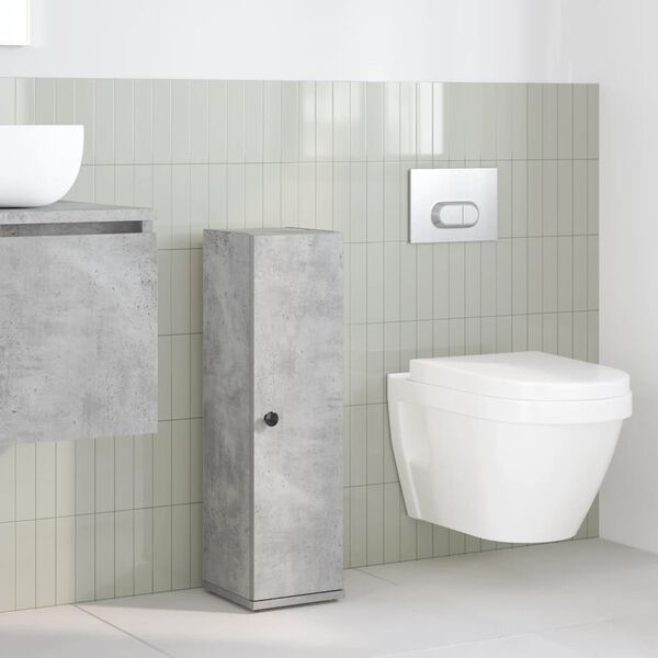vidaXL Mueble de ba&ntilde;o con portarrollos gris hormig&oacute;n 20,5x22x72 cm