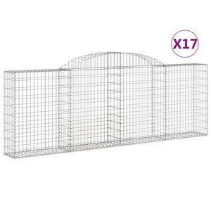 vidaXL Cestas de gaviones 17 uds forma arco hierro 300x30x100/120 cm