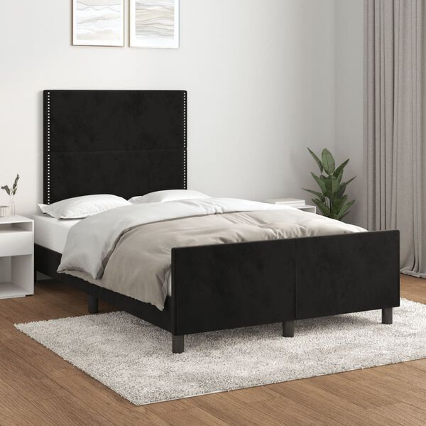 vidaXL Estructura de cama sin colch&oacute;n terciopelo negro 120x190 cm