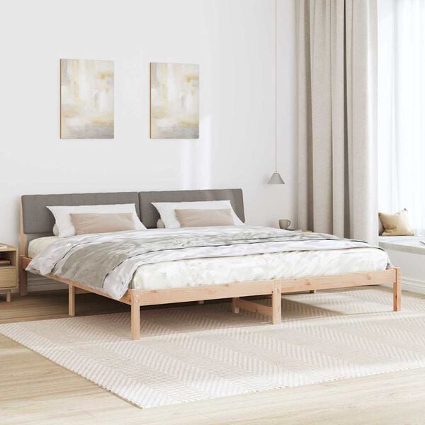 vidaXL Estructura de cama con cabecera Marr&oacute;n y taupe 160 x 200 cm