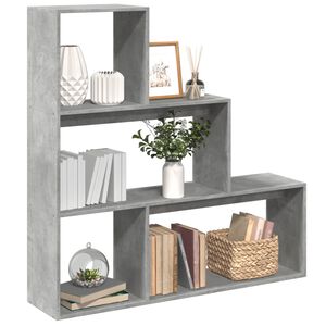 vidaXL Librer&iacute;a divisora 3 niveles madera gris hormig&oacute;n 123x29x123 cm