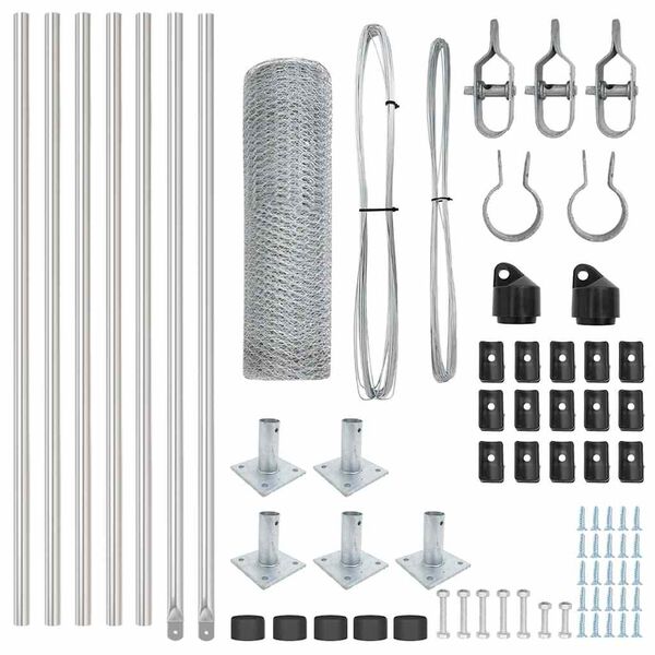 vidaXL Poste de Valla Plateado 10 x 0,4 m (malla de 25 mm) Acero