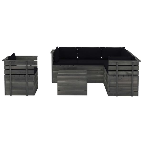 vidaXL Muebles de palets de jard&iacute;n 7 piezas cojines madera maciza pino