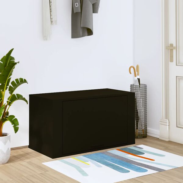 vidaXL Mueble zapatero pared madera contrachapada negro 70x35x38 cm