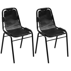 vidaXL Sillas de comedor 2 unidades cuero aut&eacute;ntico negro
