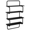 vidaXL Estante de pared de 4 niveles Roble Negro 80 x 24,5 x 104 cm