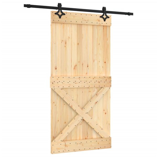 vidaXL Puerta corredera con herrajes madera maciza de pino 100x210 cm