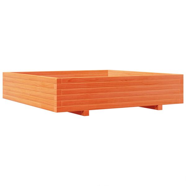 vidaXL Jardinera de madera maciza de pino marr&oacute;n cera 110x110x26,5 cm