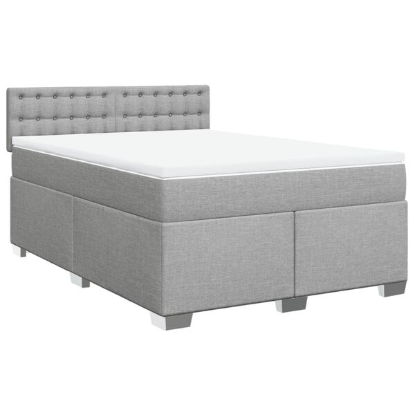 vidaXL Cama box spring con colchón tela gris claro 140x190 cm