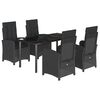 vidaXL Set de muebles jard&iacute;n 5 pzas con cojines rat&aacute;n sint&eacute;tico negro