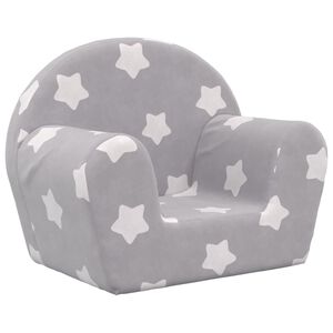 vidaXL Sof&aacute; para ni&ntilde;os felpa suave gris claro con estrellas