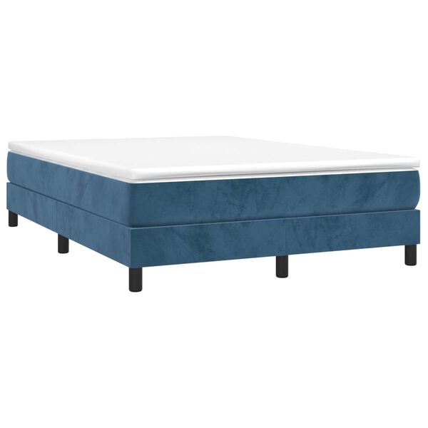vidaXL Cama box spring con colch&oacute;n terciopelo azul oscuro 140x190 cm