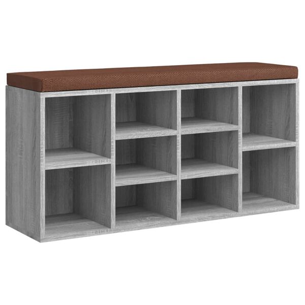 vidaXL Banco zapatero madera contrachapada gris Sonoma 103x30x48 cm