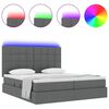 vidaXL Cama con tira de luces LED Gris oscuro 180 x 200 cm tela