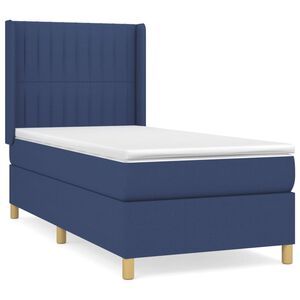 vidaXL Cama box spring con colch&oacute;n tela azul 80x200 cm