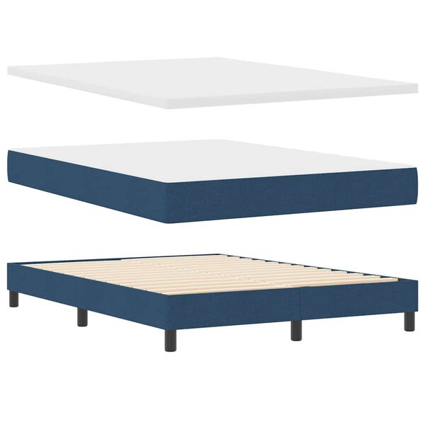 vidaXL Cama tipo Box Spring con colch&oacute;n Azul Oscuro 200 x 160 cm tela