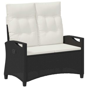 vidaXL Banco de jard&iacute;n con almohada Negro y crema 105 x 60 x 112 cm