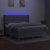 vidaXL Cama box spring colch&oacute;n y luces LED tela gris claro 180x200 cm