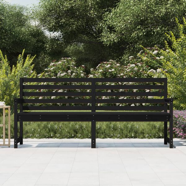 vidaXL Banco de jard&iacute;n madera maciza pino negro 203,5x48x91,5 cm