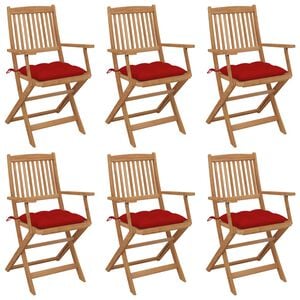 vidaXL Sillas plegables (6 unidades) con cojines, de madera maciza de acacia.