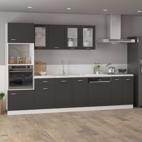 vidaXL Armario inferior cocina “Lyon” madera contrachapada gris