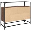 vidaXL Aparador cristal y madera ingenier&iacute;a marr&oacute;n roble 98x35x81 cm