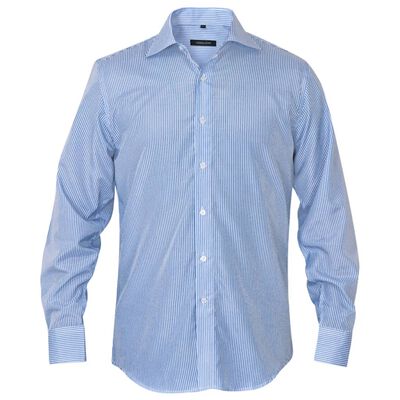 vidaXL Camisa de vestir de hombre talla S rayas blanca y azul