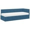 vidaXL Estructura de Cama Esquina con Colch&oacute;n 2 pcs Azul Terciopelo