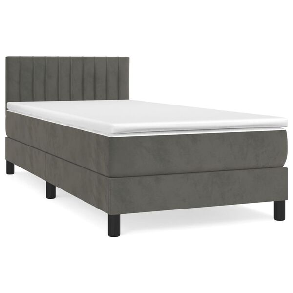 vidaXL Cama box spring con colch&oacute;n terciopelo gris oscuro 100x200 cm