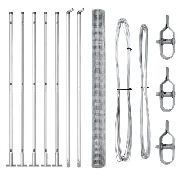 vidaXL Reja con postes Plateado 1.5 x 10 m Acero