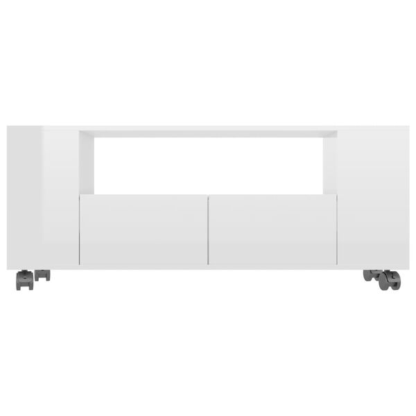 vidaXL Mueble de TV madera contrachapada blanco brillo 120x35x48 cm