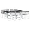 vidaXL Juego de comedor de jard&iacute;n 9 pzas con cojines textilene blanco