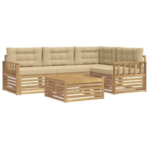 vidaXL Conjunto de sof&aacute;s de exterior 6 uds. y Beige Poli&eacute;ster