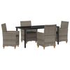 vidaXL Conjunto de Comedor de Jard&iacute;n 5 pcs Gris rat&aacute;n sint&eacute;tico