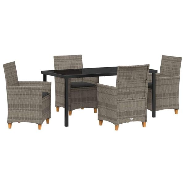 vidaXL Conjunto de Comedor de Jard&iacute;n 5 pcs Gris rat&aacute;n sint&eacute;tico
