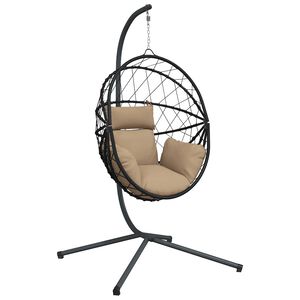 vidaXL Silla colgante huevo con soporte tela y acero gris taupe