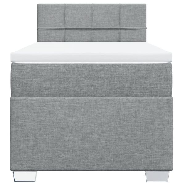 vidaXL Cama box spring con colch&oacute;n tela gris claro 90x190 cm