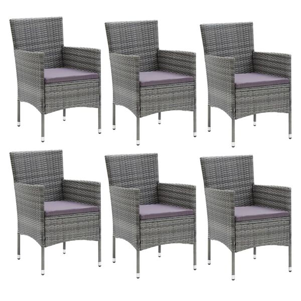 vidaXL Set comedor jardín 7 pzas y cojines ratán sintético gris