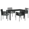 vidaXL Conjunto de Comedor de Jard&iacute;n 5 uds. Negro Rat&aacute;n sint&eacute;tico