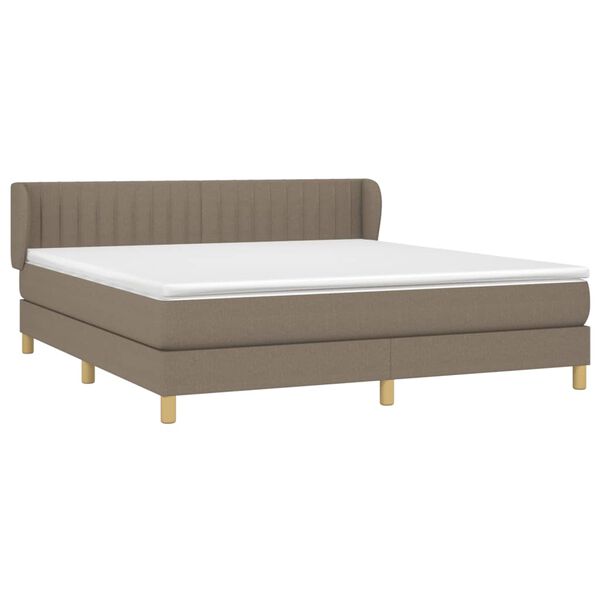 vidaXL Cama box spring con colch&oacute;n tela gris taupe 160x200 cm