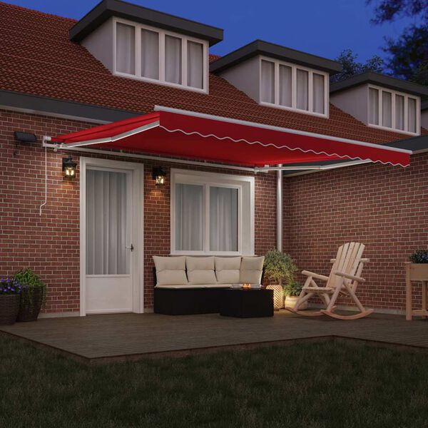 vidaXL Toldo Retr&aacute;ctil Manual Rojo 400 x 300 cm Tela y acero