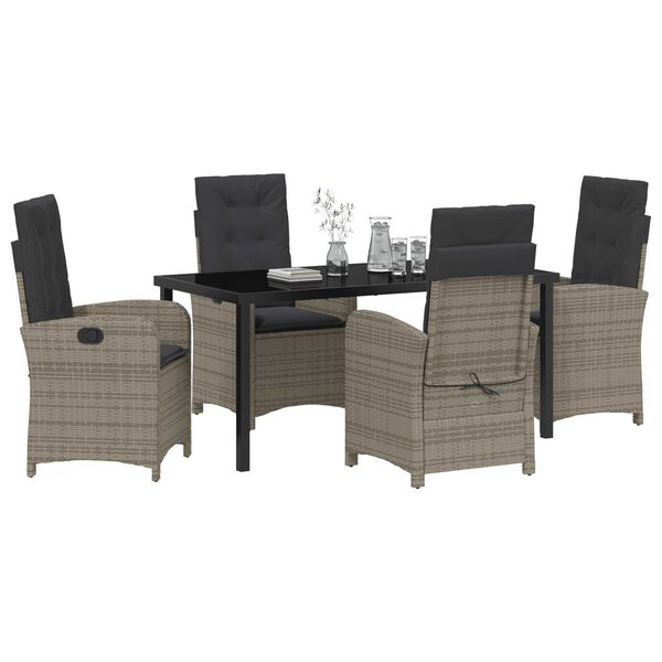 vidaXL Conjunto de Comedor de Jard&iacute;n 5 pcs Gris rat&aacute;n sint&eacute;tico