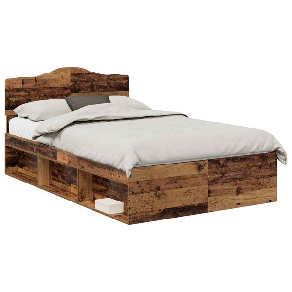vidaXL Estructura de cama con cabecera Madera vieja 120 x 200 cm