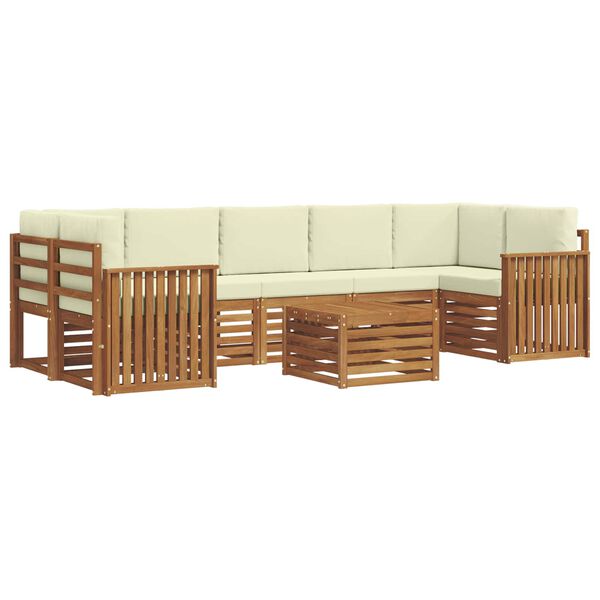 vidaXL Conjunto de sof&aacute;s de exterior con coj&iacute;n 8 pcs Natural y Crema